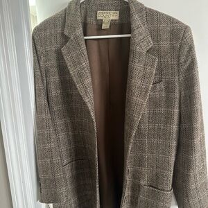 Jones New York Country Tweed Blazer in Brown Plaid